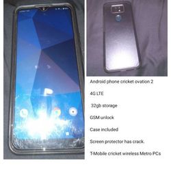 Android Phone Cricket Wireless Ovation 2 GSM Unlocked 4G LTE 32gb T-Mobile Wireless Metro Pcs