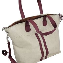 New Satchel Shoulder Bag Purse Tote Hand Bag PU Leather White Large Size