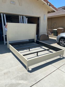 TA Studio Overcast Leather cal king  Upholstered Palmer Panel Bed