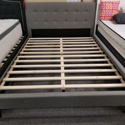 Brand New Light Gray Linen Full Size Platform Bedframe