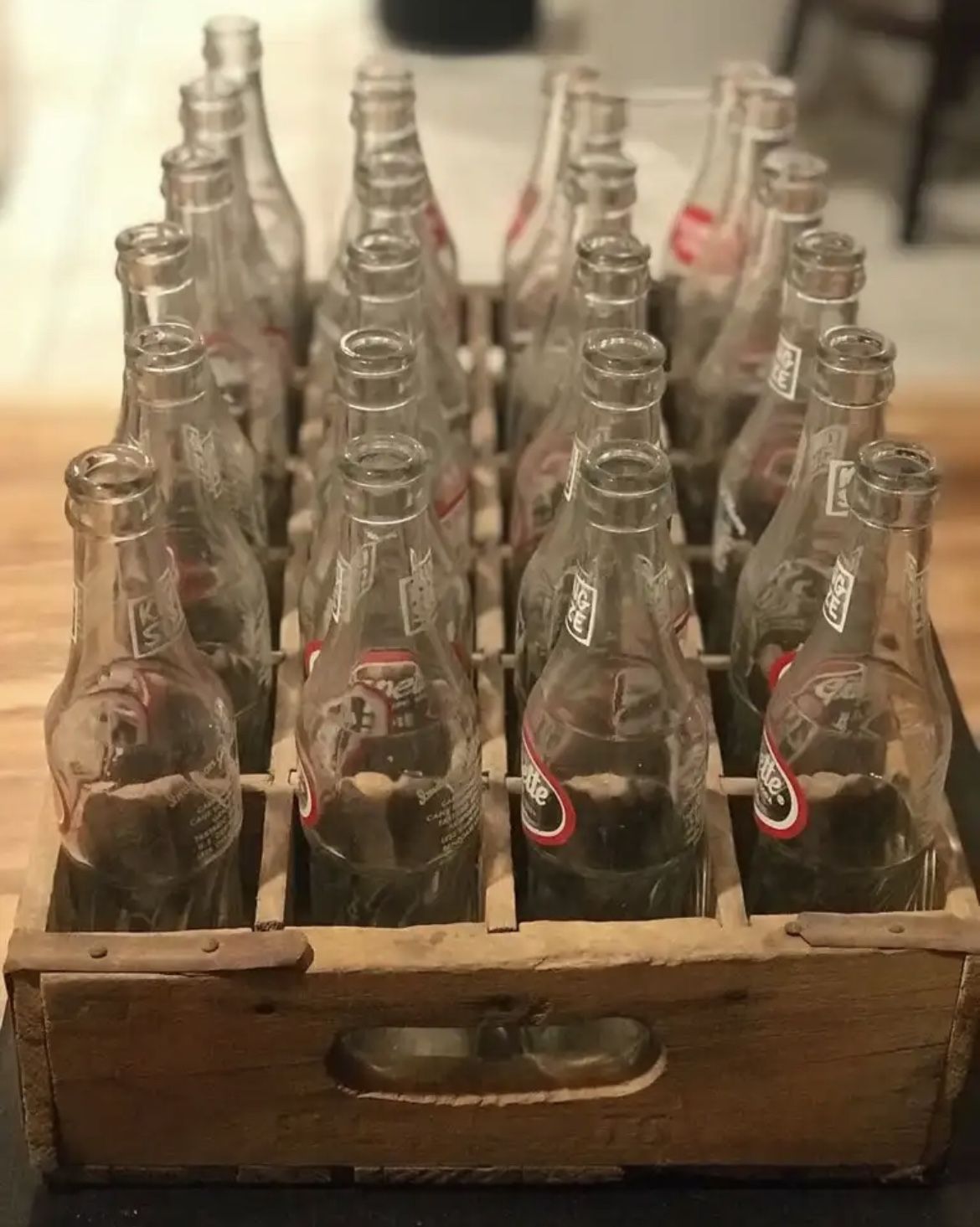 Vintage Grapette & Double Cola bottled with wood crate
