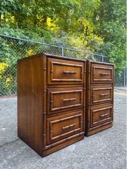 Vintage MCM Faux Bamboo Nightstands