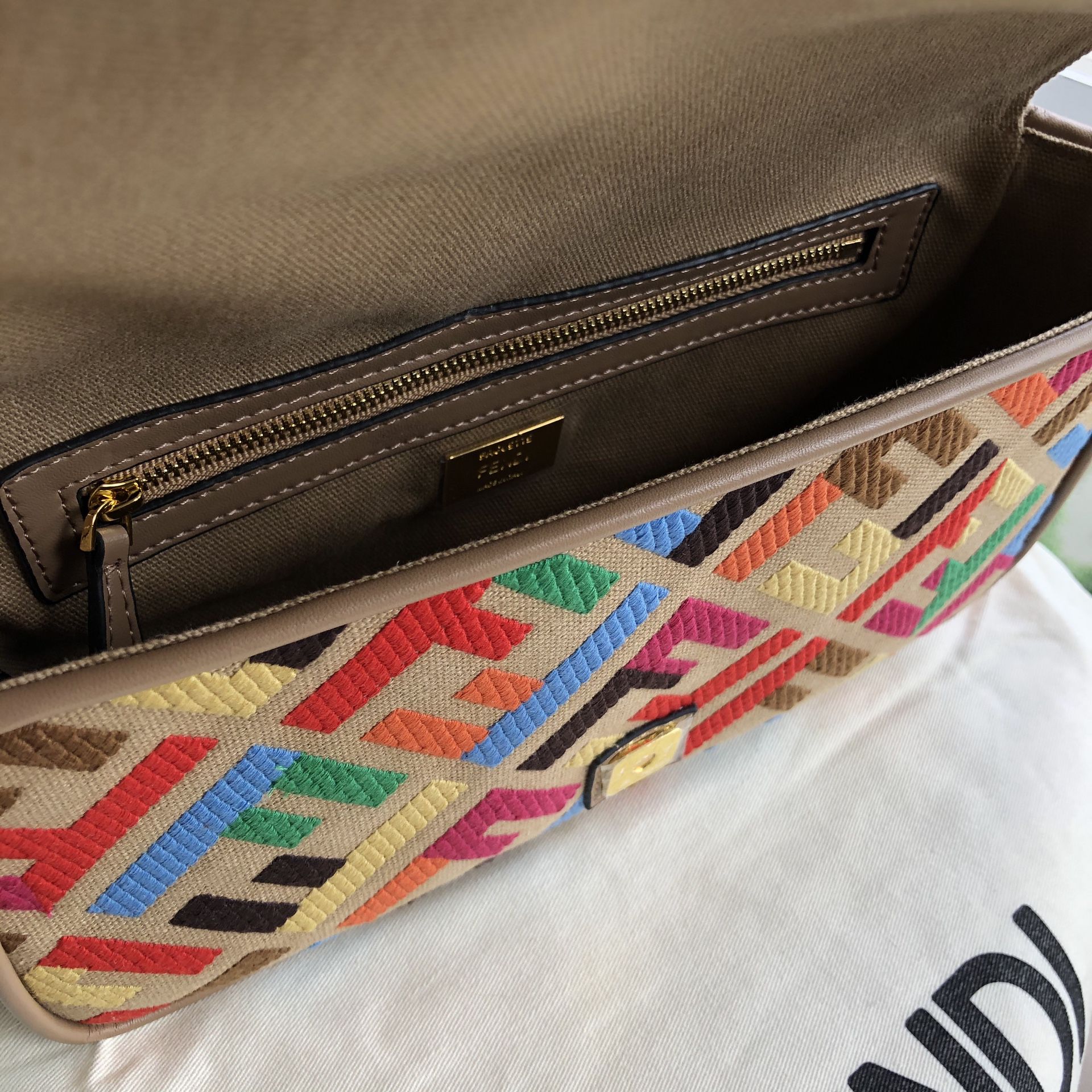 Fendi Multicolor FF Glazed Coated Canvas and Leather Inlay Baguette Bag -  ShopStyle