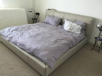 Addison House King Leather Platform Bed (Free King Mattress)