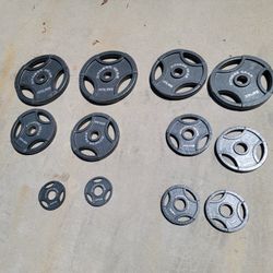 Lots Of Olympic Weights Available. 45s, 35s, 25s, 10s, 5s, 7 Ft Olympic Bar, And 30 And 40 Lb Dumbbells