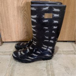 Nicole Miller Black And Grey Rain Boots-Brand New Size Womens 6