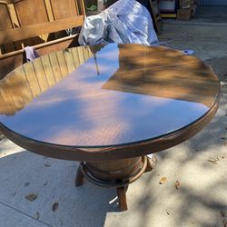 Vintage 42” Round San Hygene Barrel Table With Glass Top