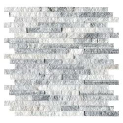 Alaska Gray Split Face Textured Marble Mosaic Tile 12x12in