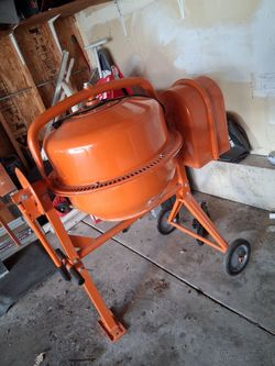 Orange Electric Cement Mixer with Wheels