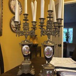 Limoges Brass Candle Holder Antique 