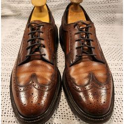 FLORSHEIM IMPERIAL LONG WINGTIP 5-NAILS VTG OXFORDS SHOES BROWN KENMOOR SZ  9.5 C