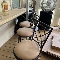 Set Of Three Neutral Colored Bar Stools