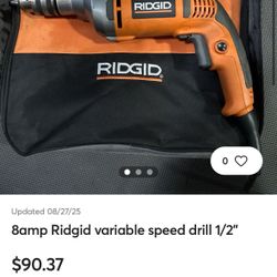 RIDGID 8 Amp Corded 1/2 in. Heavy-Duty Variable Speed Reversible Drill (Model R7111)
