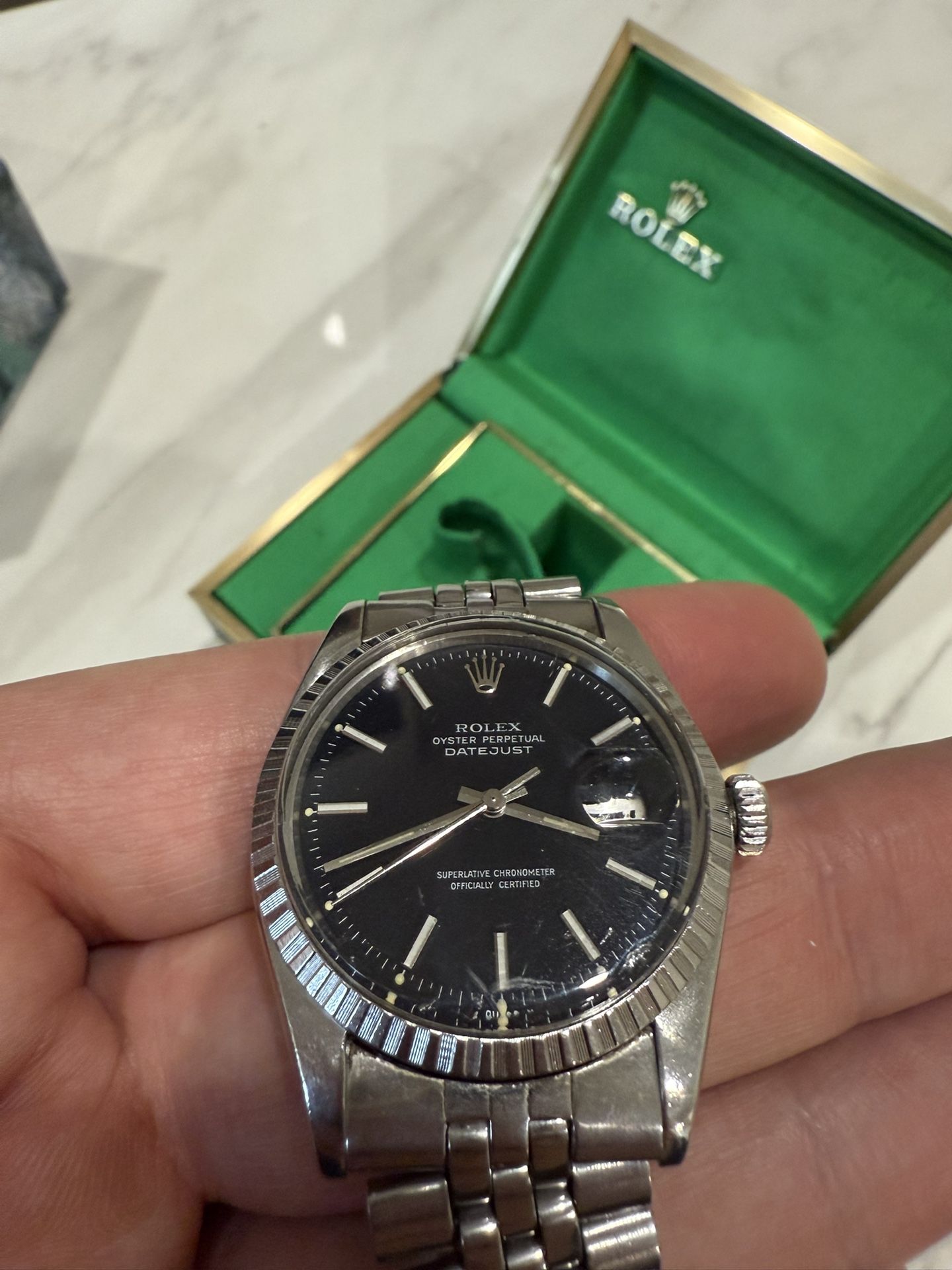 Rolex Datejust Ref. 1603 – Black Dial, Full Set (1973)