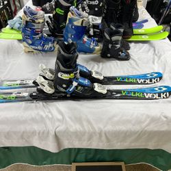 Kids Volkl Ski Package With Boots And Bindings 