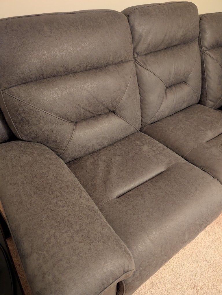 *New* Fabric Power Reclining Sofa with Power Headrests - GRAY