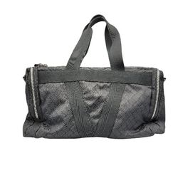Bottega Veneta Intreccio Tech Fabric Duffle Bag in Grey with Strap & Dust Bag