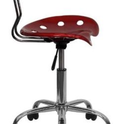 Swivel rolling task CHAIR-Chrome Shine Cherry seat Stool-Adjustable Height-Any room