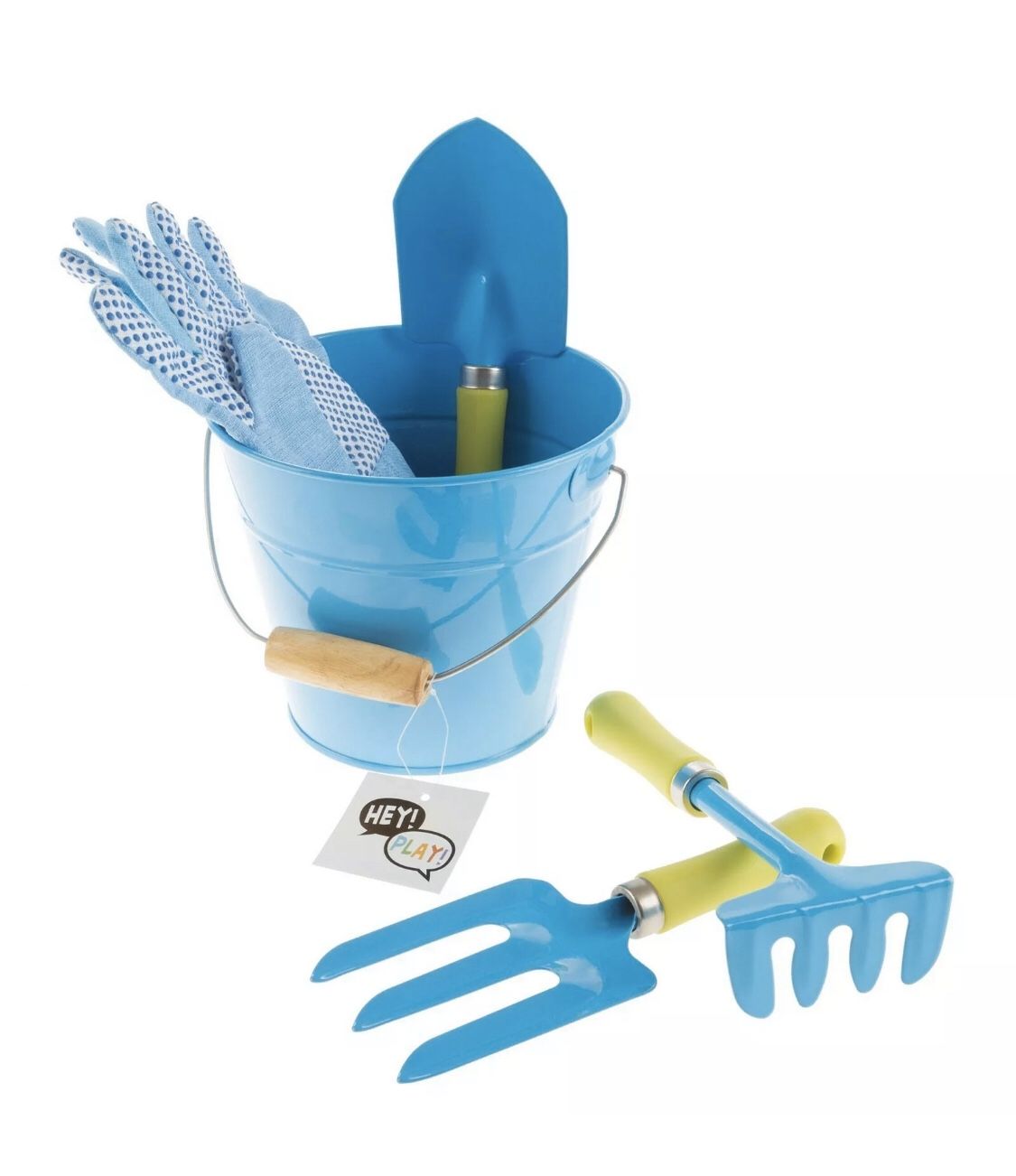 Kids Gardening Tool Set Carrying Pail Can Rake Fork Gloves Shovel Bag Yard Help