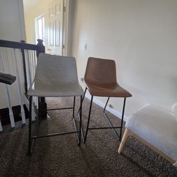 Walker Edison Leather Slope Stool