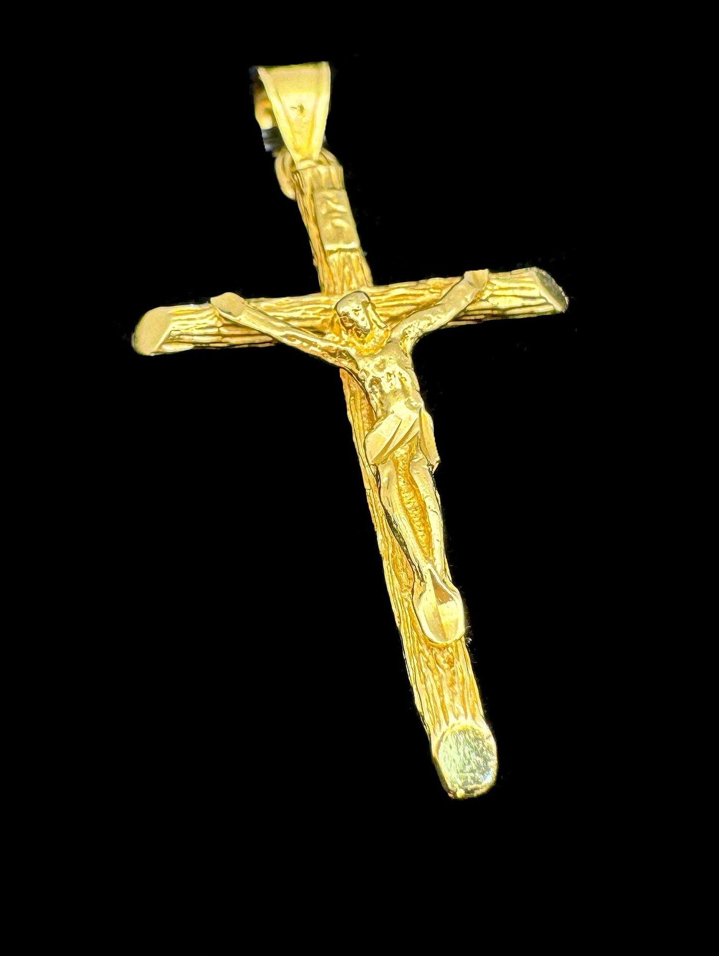 14k solid yellow gold Jesus Cross Pendant Charm