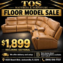 Tan Leather Reclining Sectional Sofa 🚚WE DELIVER🚚