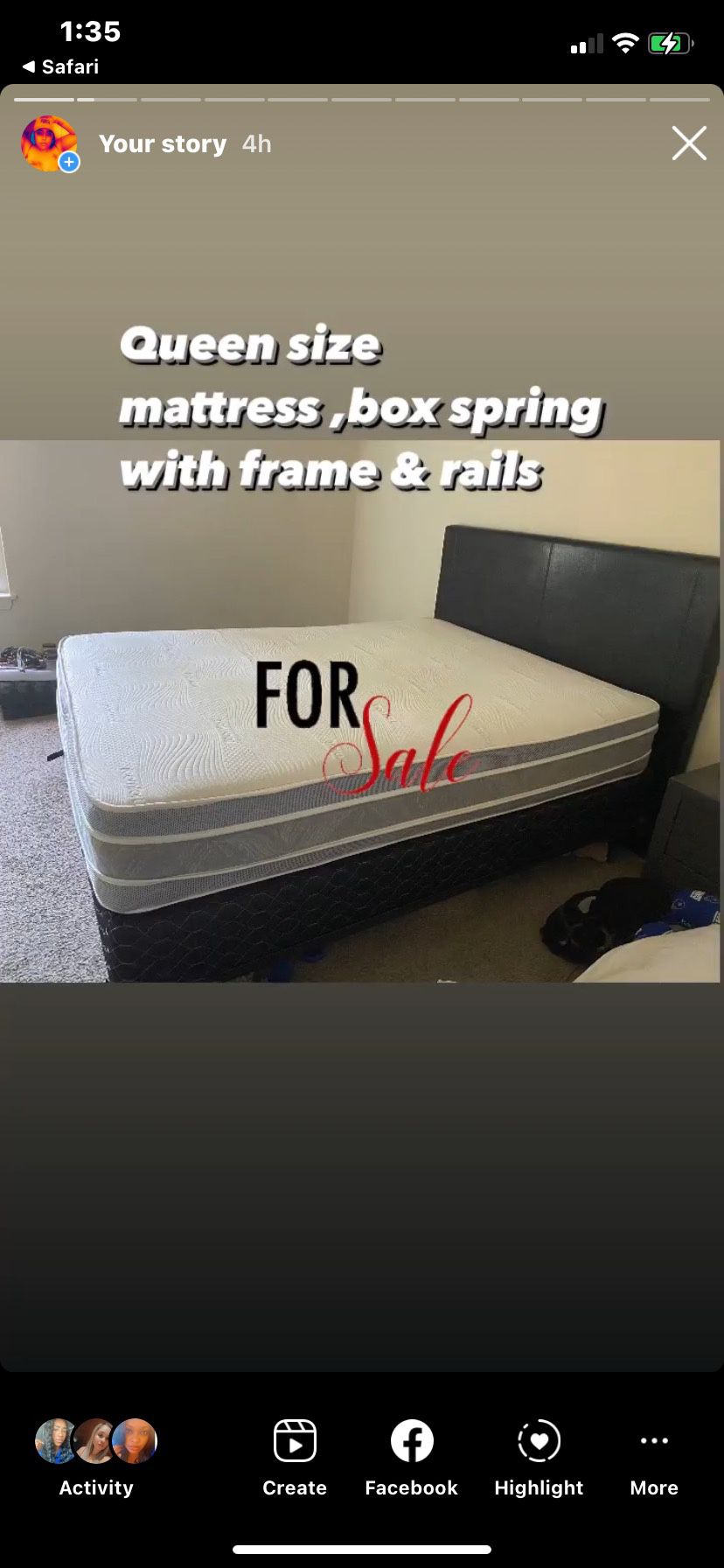 firm Queen size with head board & rails