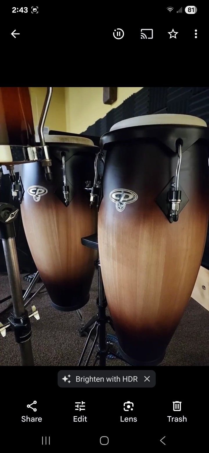 CP Congas With Stand & LP Laptop Congas With Strap.