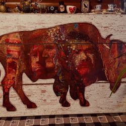 Buffalo With Native American Faces… 