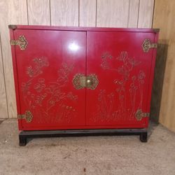 Authentic Chinese Cabinet With Gold Leaf