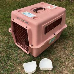 Vari Kennel Small Pink Dog Cat Crate Carrier with 2 Food Dishes