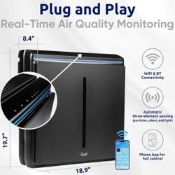 Rabbit Air, A3 SPA-1000N Air Purifiers for Home, Ultra Quiet HEPA Air Purifier - Wall Mountable Air Purifiers for Home Large Room, Allergies, Dust, Mo