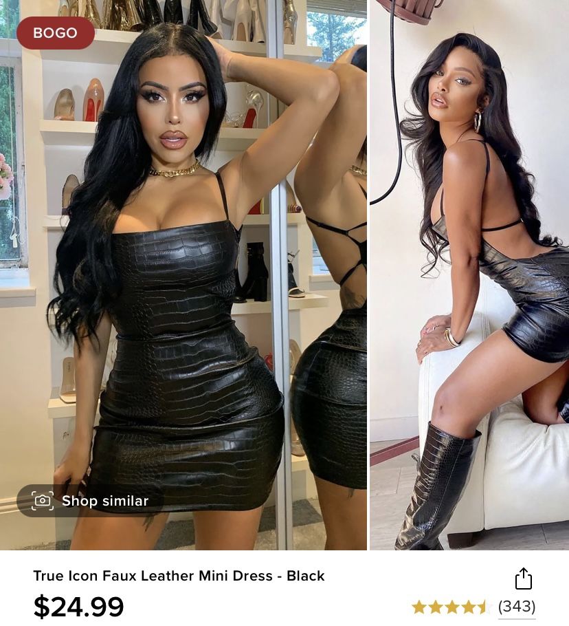 fashion nova faux black mini dress