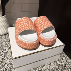 Gucci Monogram Orange Platform Slides