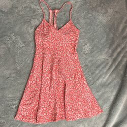 Pink And White Floral Print Dress Size Small 