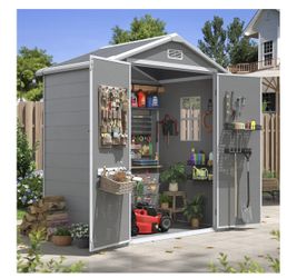 New In Box!! 4x6 Outdoor Resin Shed With Floor, No Shelf