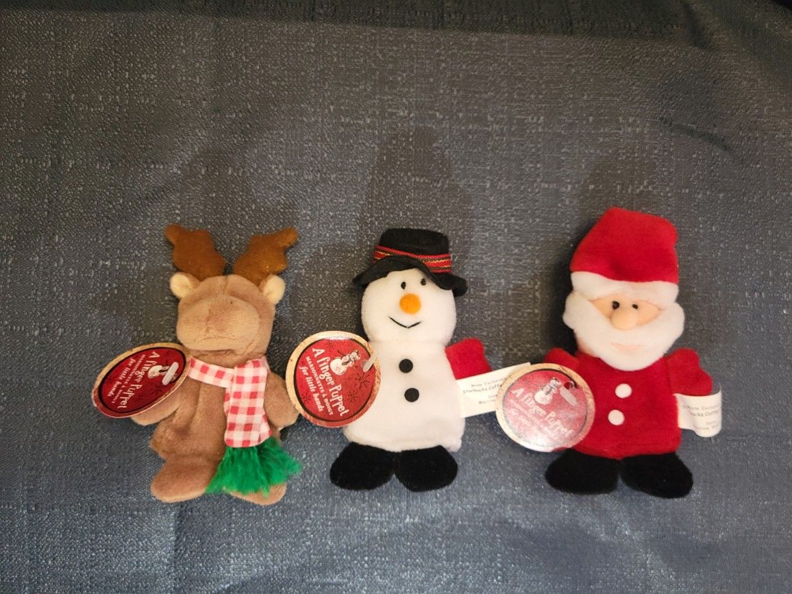 Starbucks Reindeer Snowman Santa Claus Collector Finger Puppets 3rd Series, 2000