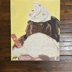 “Ice Cream Sundae” Original Canvas Art (Oil Paint)