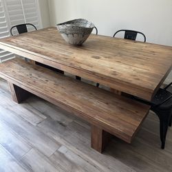 Wood Amish Table With 2 Benches