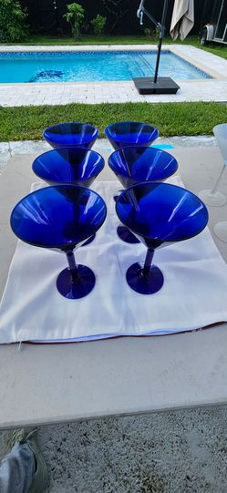​12-Piece Martini Glass Set - Cobalt Blue, Frosted, and Clear Glass