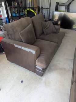 Brown Fabric Sofa &Love