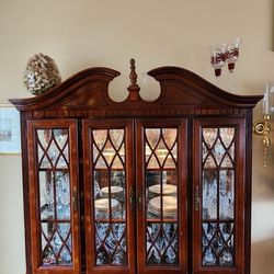 Cherry Wood China Cabinet w/ Display Light