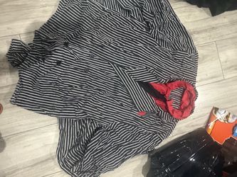 Mobster costume men and women Black and White Striped Button-Up Shirt