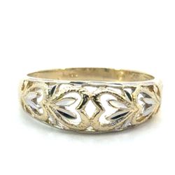 Woman’s Ladies 14k Yellow Gold Diamond Cut Open Heart Band Ring Size 8 GP3128279