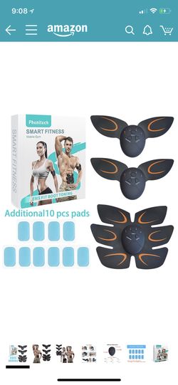 phenitech ABS Abdominal toning belt EMS Abdominal training for abdomen / arm / leg training and slimming massager, with 4 units of extra long life
