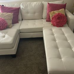 Ivory Leather Sectional $650