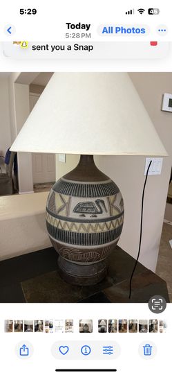 MCM Ceramic Vintage MCM/African/ Egyptian Hand Painted Lamp