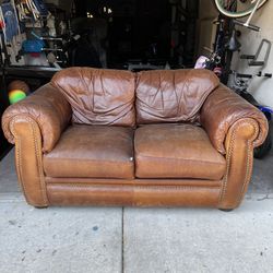 Love Seat - Brown Faux Leather