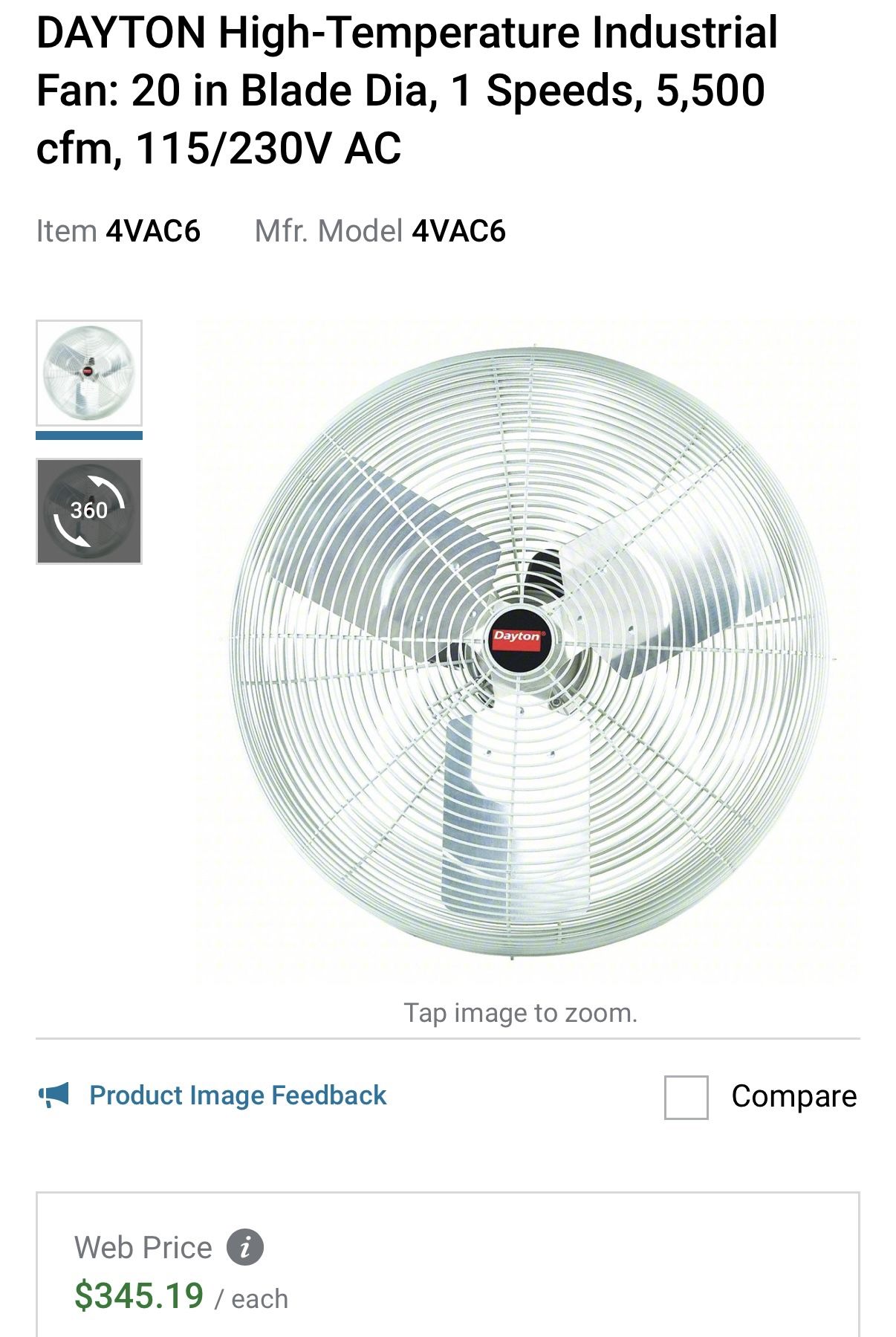 20” Dayton industrial fan - $170