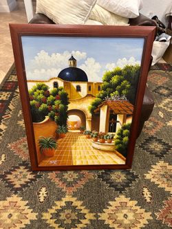 Hand painted art piece framed